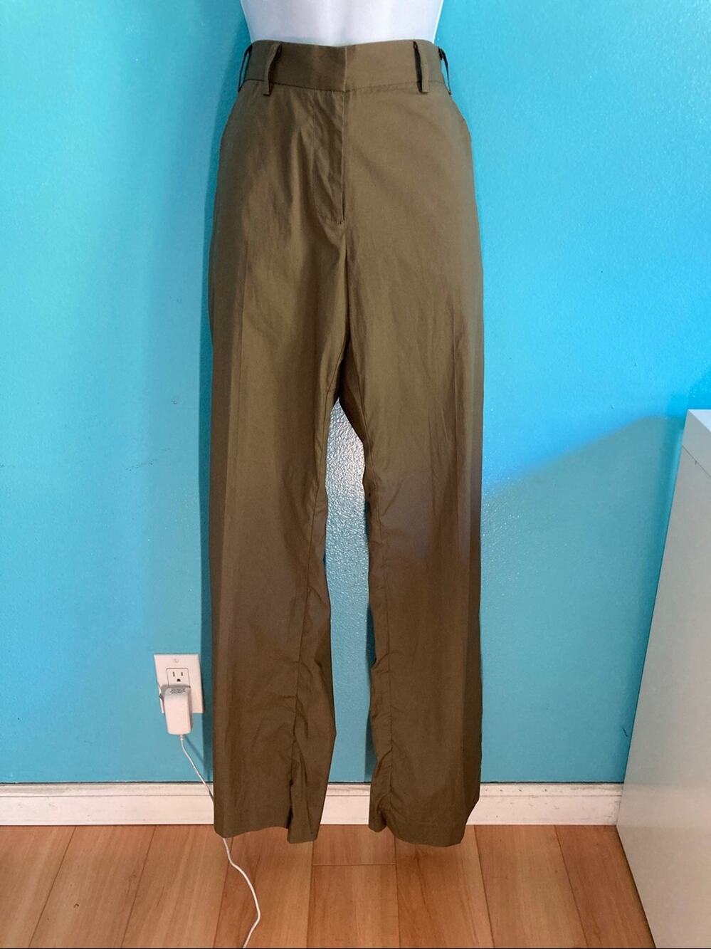 NWT Geiger of Austria Womens 10 Khaki Olive Cotton Tailored Straight Leg Trouser